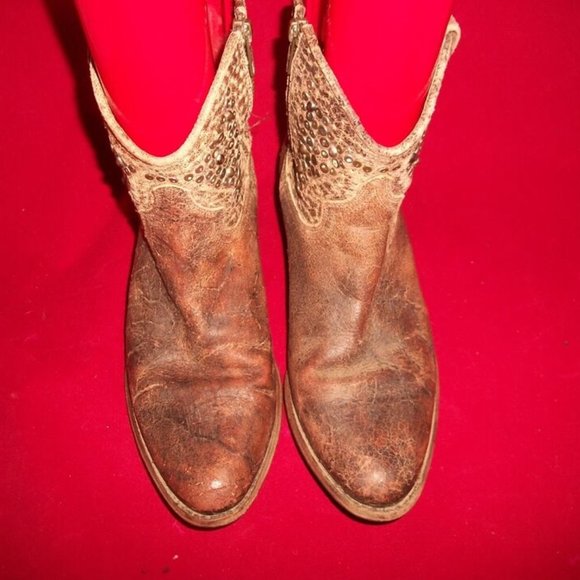 Vtg Frye Deborah Studded Aged-Leather Cowgirl Boots Handmade in Spain - Picture 3 of 10